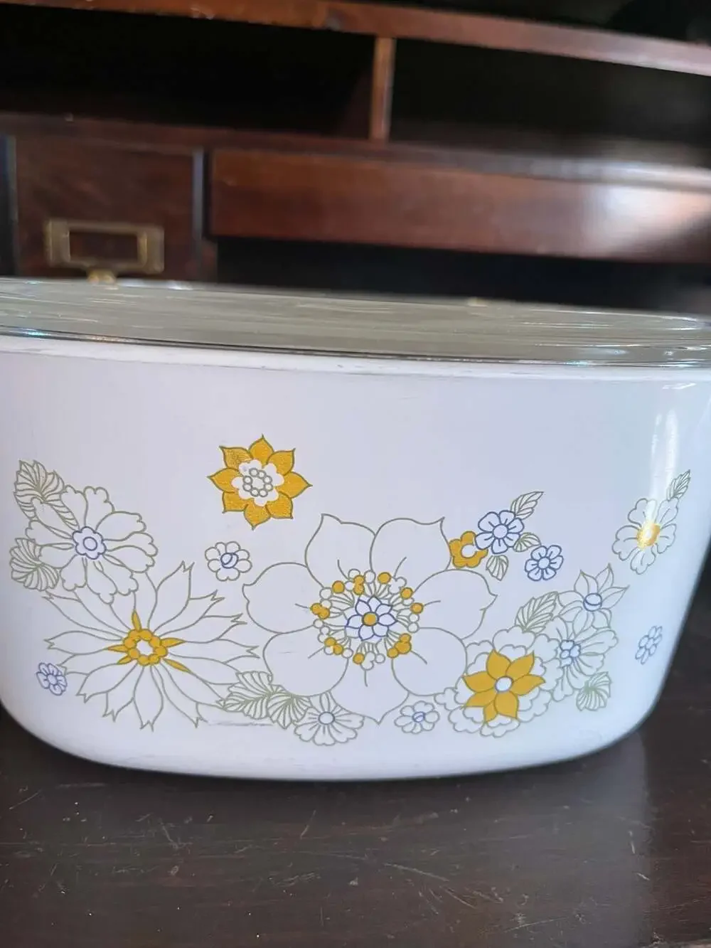 CorningWare A-3-B 3 Quart Casserole Dish with Lid, Wildflower Pattern